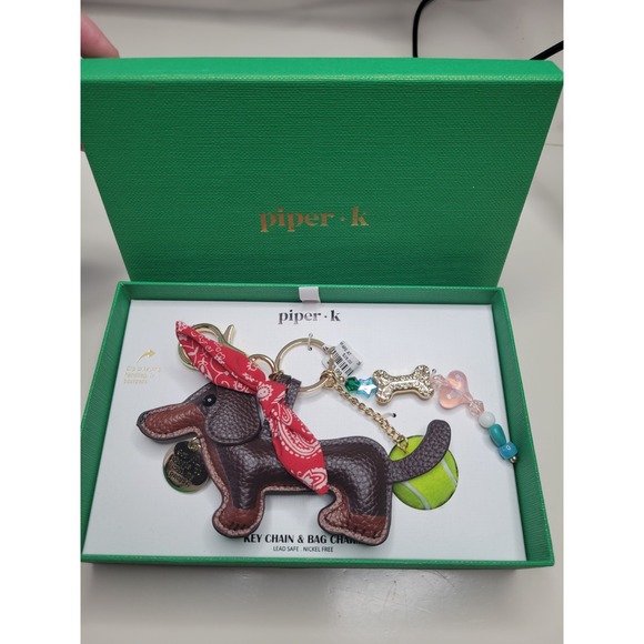 Piper K Other - Piper K Daschund Dog Bag Charm Key Chain Rhinestones New In Box